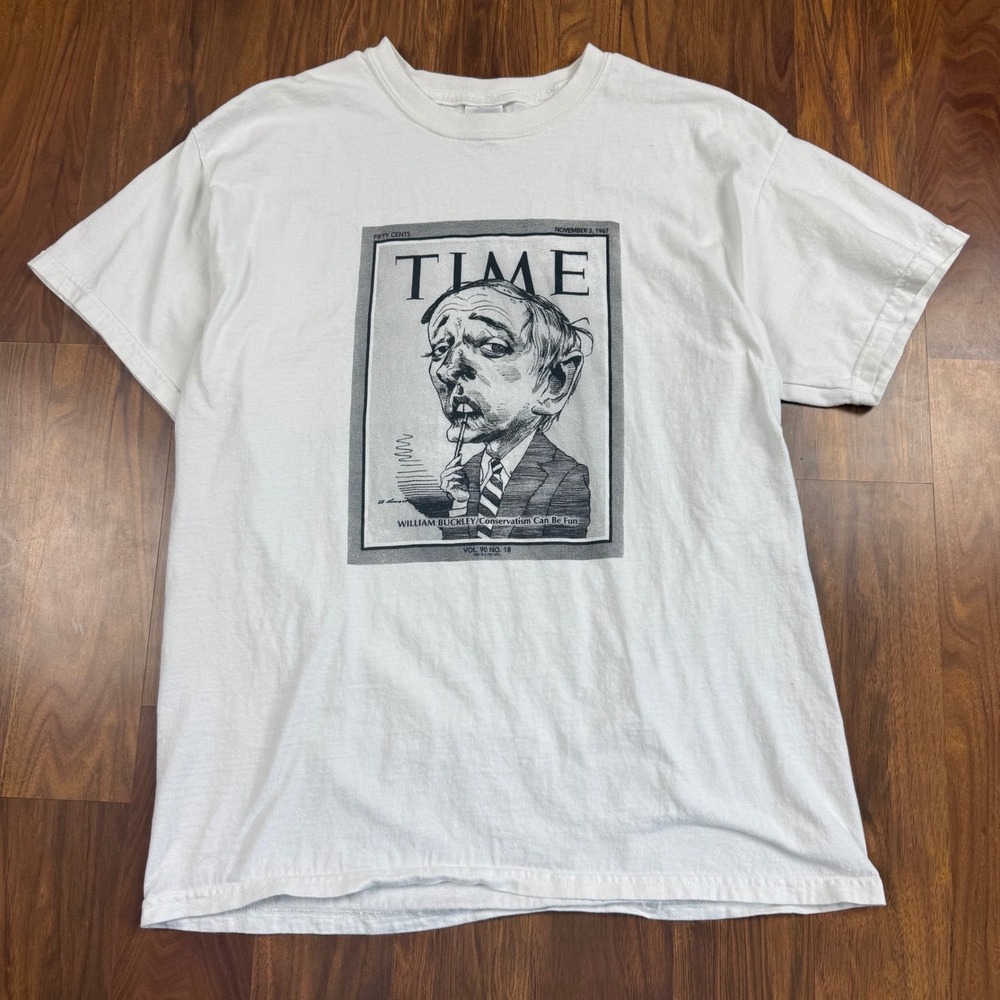 William F Buckley Jr Time Magazine Graphic T-Shirt White Large Conservative